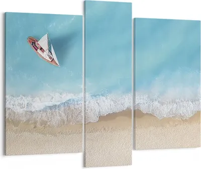 Produktbild von Bild auf Leinwand - Leinwandbild - 3 Teile - Yacht Sommer Meer - 95x80cm - Wand Bild - Wanddeko - Wandbilder - Leinwanddruck - Bilder - Wanddekoration - Leinwand bilder - Wandbild - CB95x80-4140