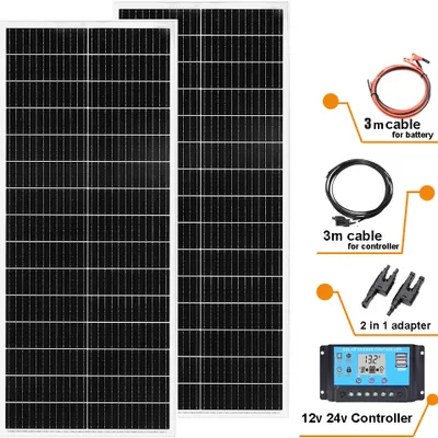 Zdjęcie produktu dla Sztywny panel słoneczny, maksymalna moc 200W, sprawność 24%, zestaw 12V 200W