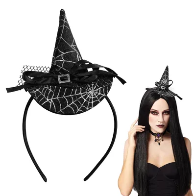 Produktbild von Haarband mit schwarzem Hexenhut, für Kinder und Damen, Halloween Kostüm