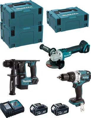 Image de MAKITA Kit MK310RTJ (DHR171 + DHP481 + DGA504 + 2 x 5.0 Ah + DC18RC + MAKPAC 2 + 2 x MAKPAC 3)