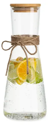 Image de Carafe en verre avec couvercle en bambou, en verre borosilicaté résistant à la chaleur