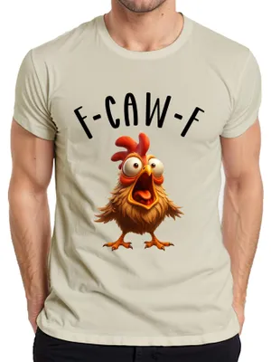 Produktbild von F-CAW-F Lustiges Cartoon Huhn Verrücktes Bauernhof Humor witzig Herren T-Shirt, Natur, XL