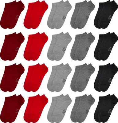 Produktbild von OCERA 20 Paar Kinder Sneaker Socken - Rot-Grau-Mix 31/34