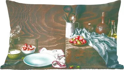 Produktbild von MuchoWow® Zierkissen Sofakissen Wohnzimmer Dekokissen 50x30 cm Rustikal - Obst - Küchenutensilien - Erdbeere - Wohnzimmerdekoration - Polster mit Photo