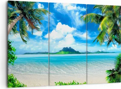 Produktbild von Bild auf Leinwand - Leinwandbild - Strand Urlaub Insel Palme - 105x70cm - Wand Bild - Wanddeko - Leinwanddruck - Bilder - Kunstdruck - Wanddekoration - Leinwand bilder - Wandkunst - CE105x70-2528