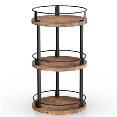 Immagine prodotto di Scaffale per spezie, 3 ripiani, color marrone rustico, dimensioni 26x26x45 cm