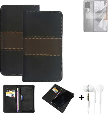 Produktbild von K-S-Trade Handyhülle + Kopfhörer kompatibel mit Oppo Reno10 Pro Schutzhülle Walletcase Bookstyle Tasche Schutz Case Hülle Wallet Cover Kunstleder