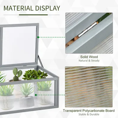 Obrázek produktu pro Outsunny Cold Frame skleník Skleník s dřevěným krytem Grey
