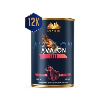 Produktbild von Avalon Hundenassfutter Rind – Getreidefrei – 75% tierische Proteine – Premium Nassfutter für Hunde – Hohe Akzeptanz – 12x410g