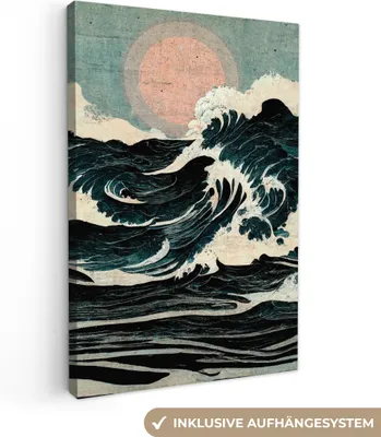 Obrázok produktu pre OneMillionCanvasses® - Obrazy na plátne - 90x140 cm, Vintage - More - Vlny - Slnko, Nástenná umelecká tlač Dekorácia na stenu - Fotografia na plátne - Obraz na drevenom ráme - Dekorácia na stenu - Spálňa