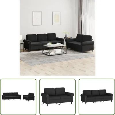 Produktbild von The Living Store 2-tlg. Sofagarnitur mit Kissen Schwarz Samt