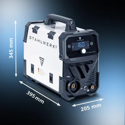Image de STAHLWERK Poste de soudure FLUX 160 ST Digital - équipement complet avec chariot d'appareillage - combiné 3 en 1 avec 160 A, sans gaz de protection, MMA (E-Hand/ARC), Lift-TIG (DC)