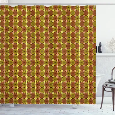 Immagine prodotto di ABAKUHAUS Tenda da doccia astratta, motivo a macchie decorative complesse, 175 x 200 cm, giallo arancione scuro