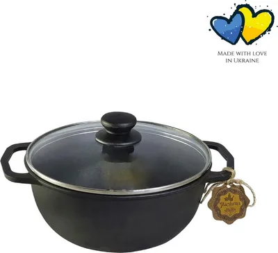 Produktbild von MAYSTERNYA Gusseiserner Bräter - 2 Liter - Geeignet für Induktion - Wokpfanne aus Gusseisen - Gusseisen Bräter - Töpfe - Kochtopf - Topfset - Schwarz