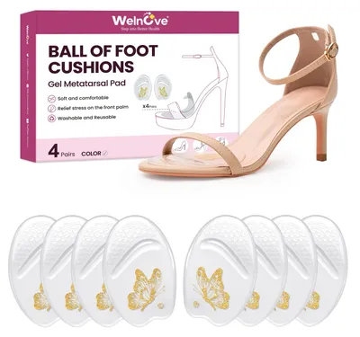Image de Coussinets en gel pour chaussures, 4 paires, antidérapants, pour chaussures à talons hauts