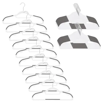 Productafbeelding van Kledinghangers | Kledinghanger | 30 Stuks | Anti-slip | Grijs/Wit