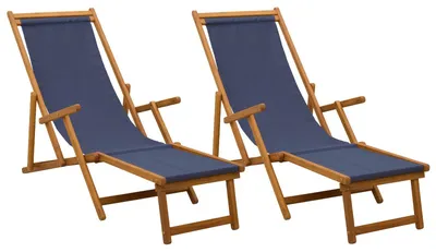 Image de vidaXL : 2 chaises longues pliantes, bois d'eucalyptus massif, 3 positions
