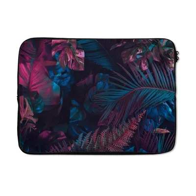 Produktbild von MuchoWow® Laptop Hülle 13 Zoll Dschungel - Blätter - Blau - Rosa - Mädchen - Kind Laptoptasche - Laptophülle - Sleeve - Rundumschutz