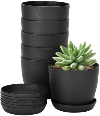 Image de Pot en plastique pour fleurs, 10 cm - 8 pièces - Résistant aux intempéries - Sûr - Idéal pour balcon et terrasse - Pot de plantation