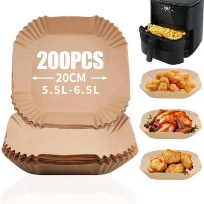 Produktbild von Backpapier für Heißluftfritteuse – Einweg, 20x20 cm – 200 Stück