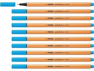 Produktbild von STABILO Fineliner - point 88 - 10er Pack - Neonfarbe, leuchtfarbenblau