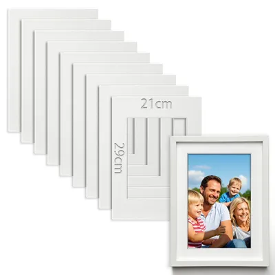 10 Passepartouts 21x29,7 cm, Innenmaß 14x19 cm, Weiß