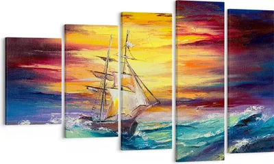 Produktbild von Bild auf Leinwand - Leinwandbild - Meer Welle Boot - 100x60cm - Wand Bild - Wanddeko - Wandbilder - Leinwanddruck - Bilder - Kunstdruck - Wanddekoration - Leinwand bilder - Wandkunst - EG100x60-3460