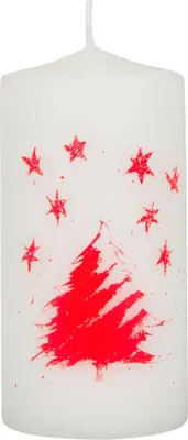 Produktbild von Weihnachtskerze Weihnachtsbaum und Sterne in Elfenbein 120 x Ø 60 mm, 1 Stück
