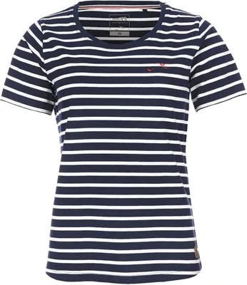 Produktbild von modAS Damen T-Shirt im bretonischen Streifen-Design - Gestreiftes Kurzarm-Shirt aus Baumwolle in Blau-Weiß Größe 38