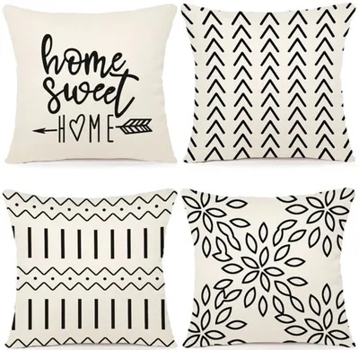 Obrázok produktu pre Sada Unyqoos® so 4 luxusnými ľanovými obliečkami na vankúše s rozmermi 40 x 40 cm pre interiér aj exteriér, priedušné a elegantné