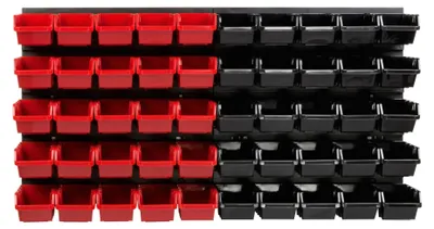 Immagine prodotto di Pannello portattrezzi da parete - 772 x 390 mm - con 50 contenitori portaoggetti