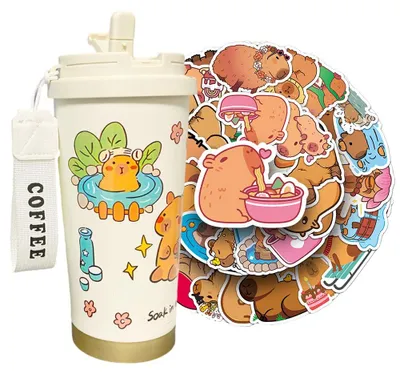 Isolierflasche Capybara 530 ml mit 50 Stickern