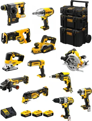 Produktbild von DeWALT Kit DWK1203 (DCD996+DCH273+DCG405+DCF887+DCF899H+DCS334+DCS570+ DCS355+DCP580+DCS367+DCL050+DCF620+3x5,0Ah+DCB115+Caddy)