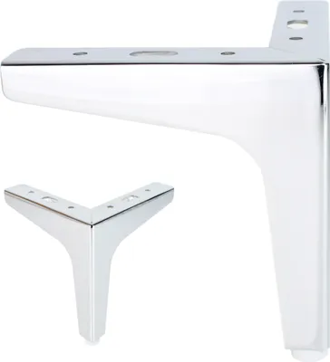 Produktbild von 4x Sofafuß Vitrinenfuß Möbelfuß Chrom 13,5cm – Stahl, mit Bodenschoner