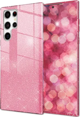 Image de Housse hybride NALIA à paillettes pour Samsung Galaxy S24 Ultra Housse, Housse de protection brillante à paillettes avec silicone renforcé Rose