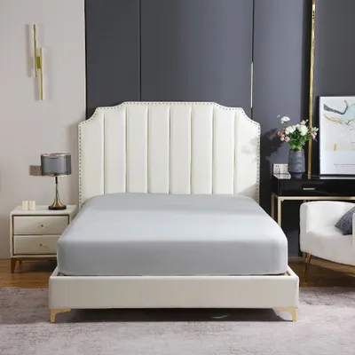 Zdjęcie produktu dla Prześcieradło satynowe szare 180x200x30 z gumką - Oeko-Tex Standard 100