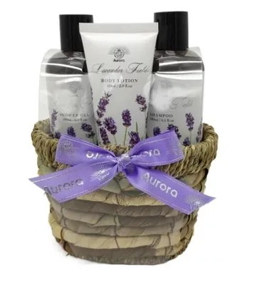 Image de Coffret de soins capillaires comprenant un gel à la lavande, un shampoing et un baume - 3 en 1 pour des cheveux sains et brillants.