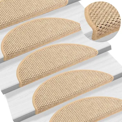 Image de Tapis d'escalier autocollants 15 pcs 56x17x3 cm Beige clair