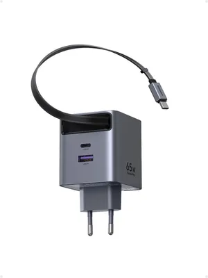 Obrázok produktu pre UGREEN 65825 Rýchlonabíjačka GaN so 65W zaťahovacím káblom