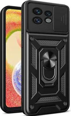 Produktbild von Hülle für Motorola Edge 40 Pro mit Ring Ständer Halter Dia Kameraschutz TPU PC Hybrid Handyhülle Schwarz