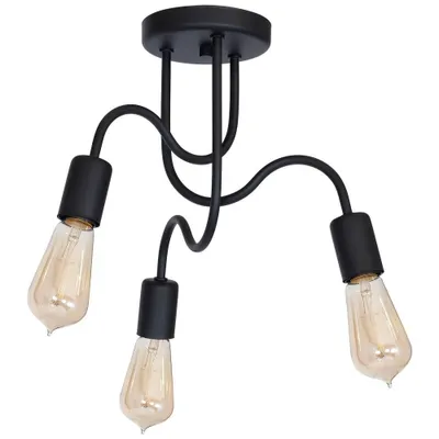 Image de Plafonnier industriel noir Dow 3xE27 15W Luminex