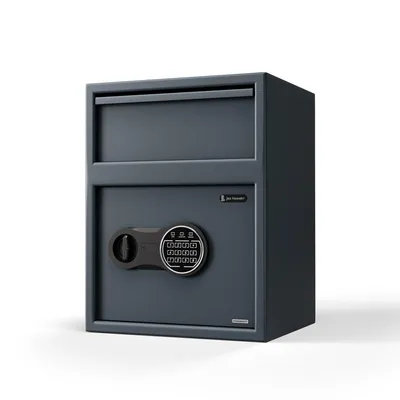 Zdjęcie produktu dla Szafka z otworem wrzutowym, elektronicznym zamkiem szyfrowym, przeznaczona do przechowywania gotówki i dokumentów, wymiary: 345 × 455 × 300 mm: CEDRIC