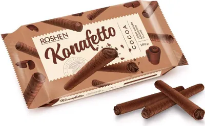 Zdjęcie produktu dla Roshen Konafetto Rurki Waflowe Z Nadzieniem Kakaowym 140 G