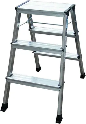 Produktbild von Krause Leiter 130068 Doppelklapptritt Rolly Alu Natur 2x3 Stufen