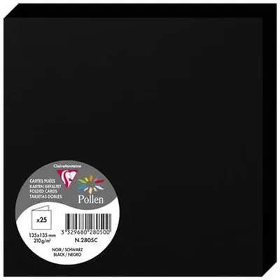 Produktbild von Clairefontaine 2805C, Standard-Grußkarte, Schwarz, 210 g/m², 135 mm, 135 mm, Frankreich