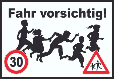 Produktbild von Fahr vorsichtig Schild 30 km/h Schild A6 Rückseite selbstklebend