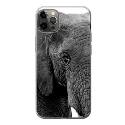 Produktbild von MuchoWow® Handyhülle Schutzhülle Hülle für iPhone 13 Pro Max Elefant - Tiere - Schwarz - Weiß - Natur Silikon Softcase Handy Hülle - Mobiltelefon