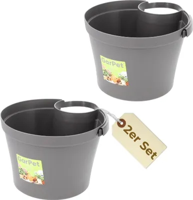 Produktbild von 2er Set Fallrohr Blumentopf Fallrohr Blumentopf für Regenrohr Regenrinne Säule Pfosten Abflussrohr Hängetopf Pflanztopf Pflanzgefäß Grau 22x22x15 cm