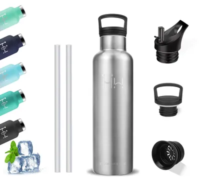 Productafbeelding van Thermosfles 0,5 liter, BPA-vrij, roestvrijstalen drinkfles met filter en rietje