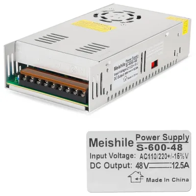 Produktbild von Transformator, Gleichstrom (DC) 48V, 12,5A - 600W Leistung - Kompaktes Aluminiumgehäuse - Für elektronische Geräte